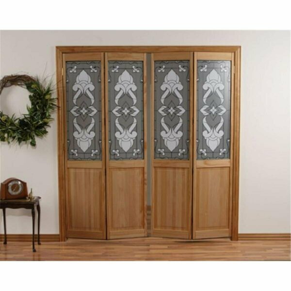 Parche 24 x 80 in. Half Glass Eternity Bifold Door, Unfinished Pine PA3034562
